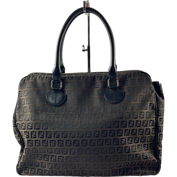 FENDI Brown Zucchino Canvas Briefcase - Picture 2 of 14